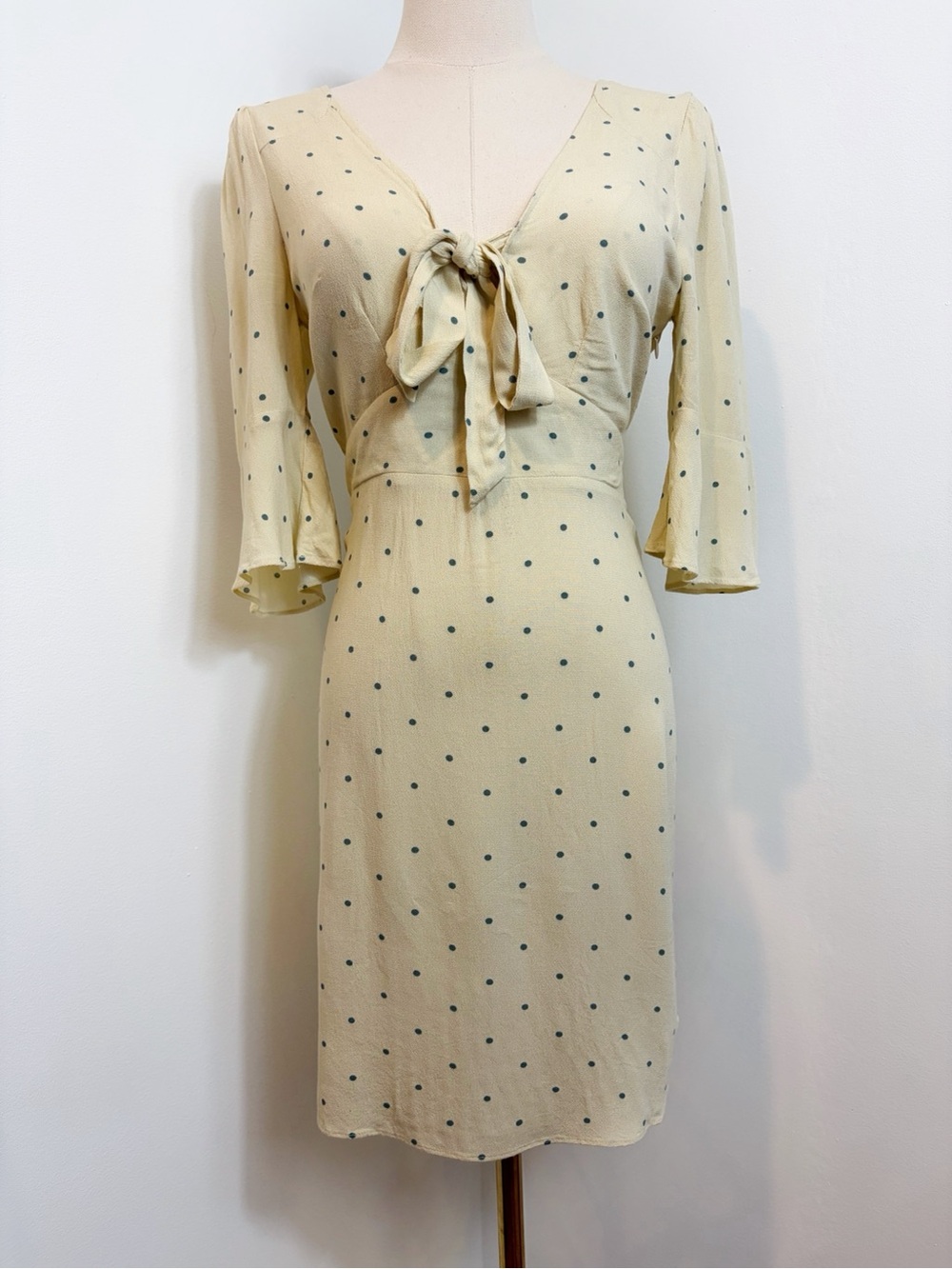 Free People All Yours Cream Polka Dot Mini Dress FLAWED
